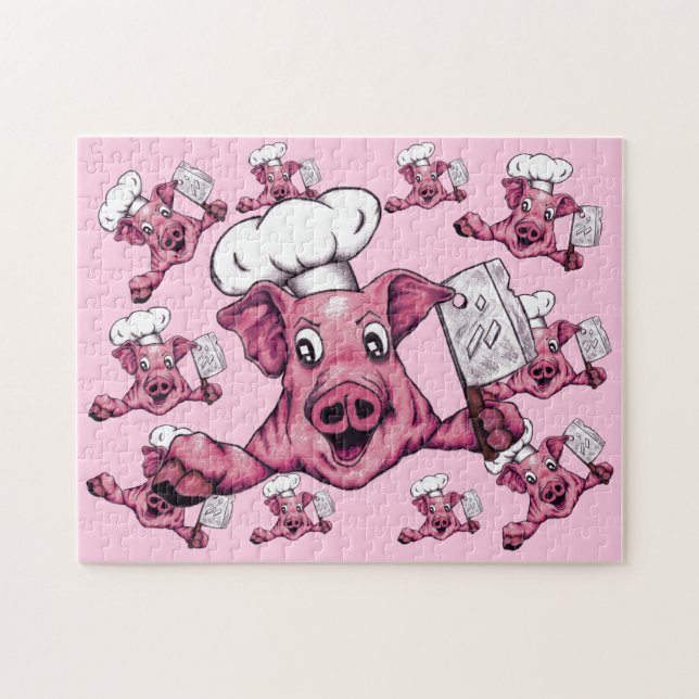 Puzzle Piggy The Hamiciac Maniac Cartoon Pig Chef Art (Horizontal)