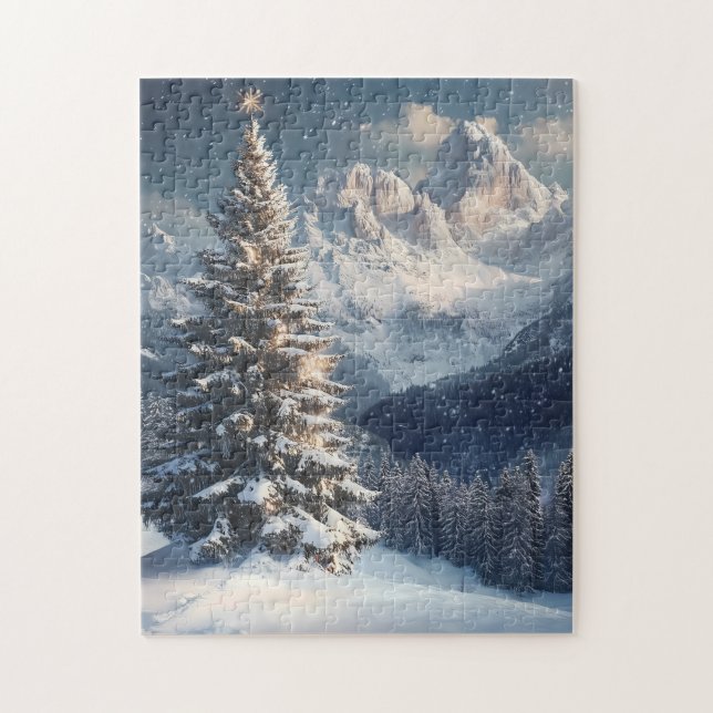 Puzzle Pin à neige sur un versant d'hiver (Vertical)