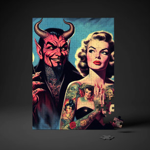 Puzzle Pin-up tatoué rétro diabolique