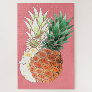 Puzzle Pineapple, watercolor.