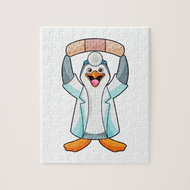 Puzzle Pingouin comme docteur avec plâtre (Vertical)