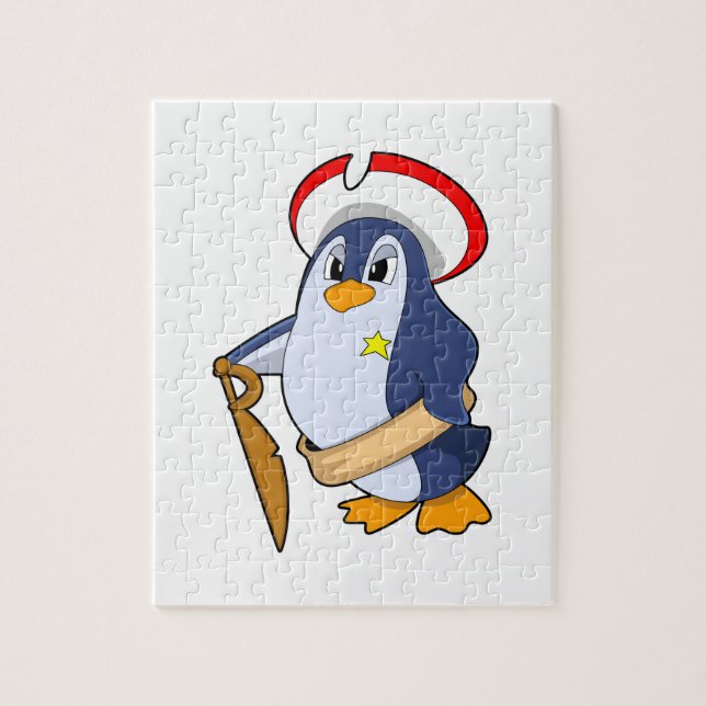 Puzzle Pingouin comme pirate avec Casquette (Vertical)