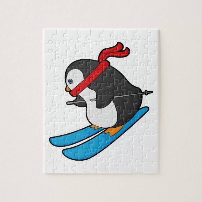 Puzzle Pingouin comme skieur avec ski (Vertical)