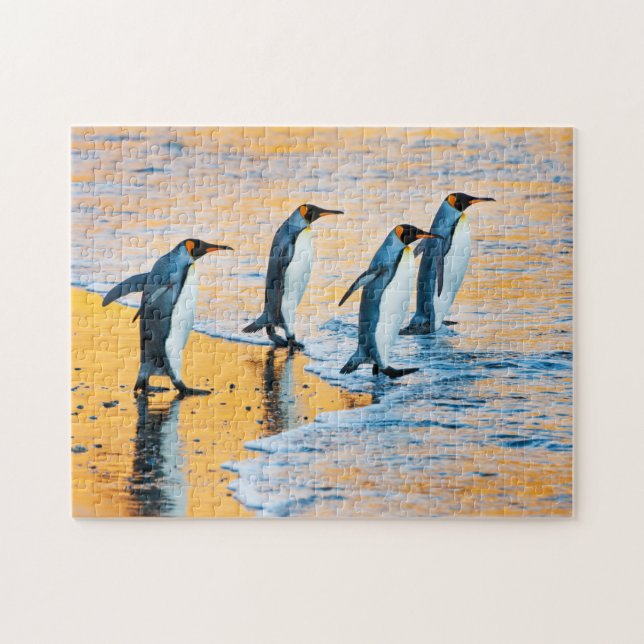 Puzzle Pingouins de roi au lever de soleil (Horizontal)