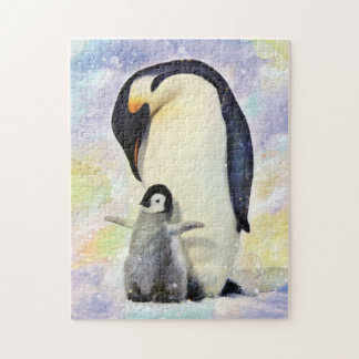 Puzzle Pingouins empereurs avec poussin