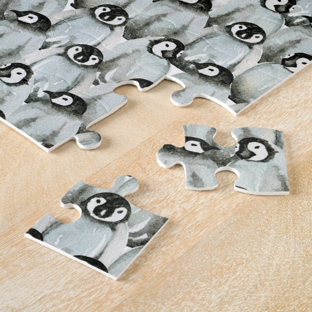 Puzzle Pingouins - Motif mignon en noir blanc (Côté)