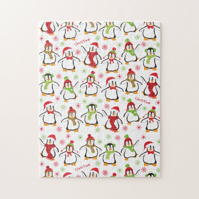 Puzzle Pingouins rouges et verts (Vertical)