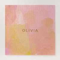 Pink and Gold Watercolor Abstract Painting