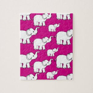 Puzzle Pink Cute Animal Pattern Cartoon Elephant Pattern
