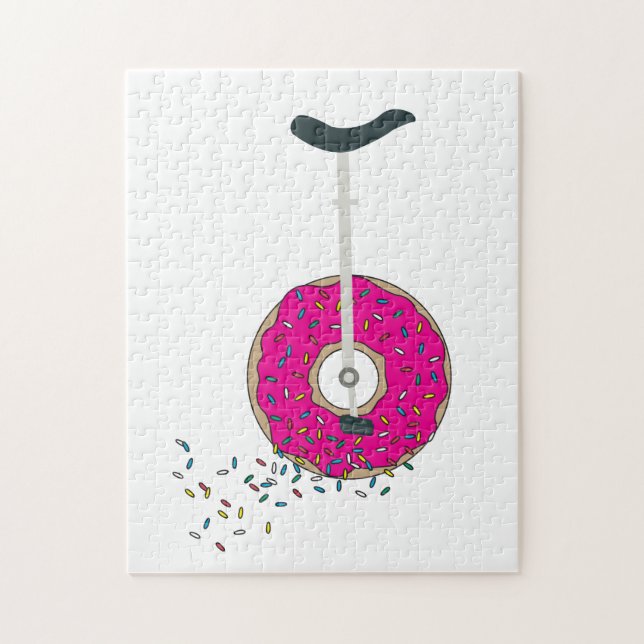 Puzzle Pink Donut Wheel Unicycle with Colorful Sprinkles (Vertical)