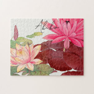 Puzzle Pink Lotus Flower japonais Vintage Art Nom