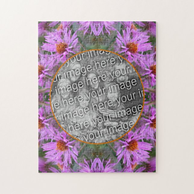 Puzzle Pink New England Aster Flowers Ajouter Votre Photo (Vertical)
