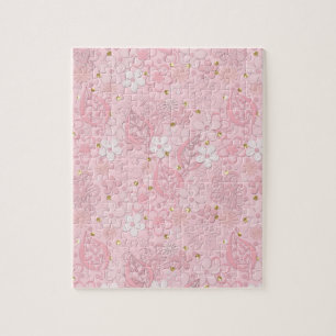 Puzzle Pink paper flowers