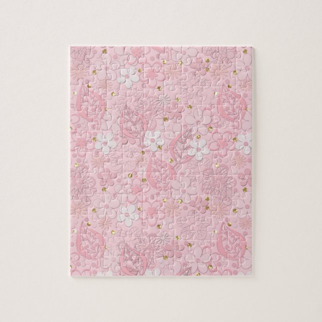 Puzzle Pink paper flowers (Vertical)