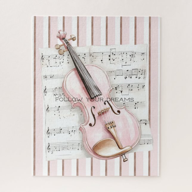 Puzzle Pink Violin Music Sheet (Vertical)