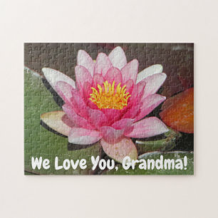 Puzzle Pink Water Lily Flower We Love You Grand-mère