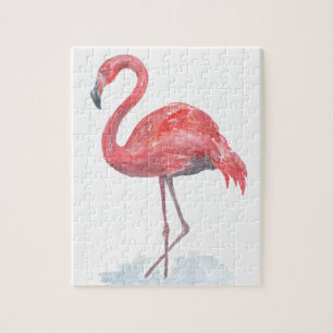 Puzzle Pink watercolor Flamingo .