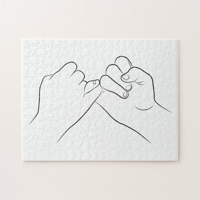 Puzzle Pinky Promise Ligne Minimale Art Mal Simple Modern (Horizontal)