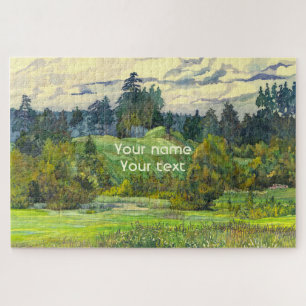 Puzzle Pins peint aquarelle sur soie