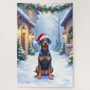 Puzzle Pinscher allemand Courtyard enneigé Chapeau de Pèr