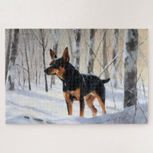 Puzzle Pinscher Nain Noël Laissez Tomber la Neige