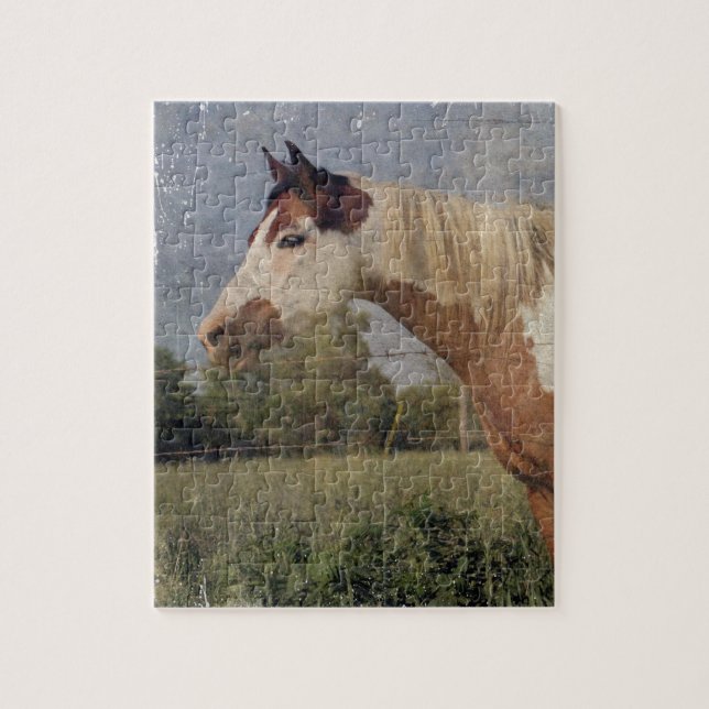 Puzzle Pinto Horse Grunge (Vertical)