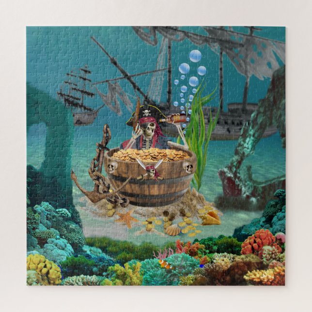 PUZZLE PIRATE SKELETTE DANS UN BARREAU (Vertical)