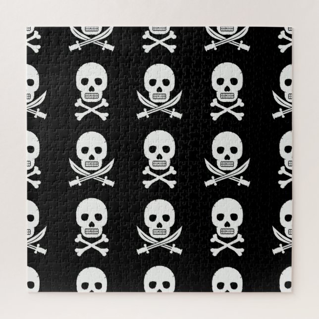 Puzzle Pirate Skuls Crossbones Motif sans couture (Vertical)
