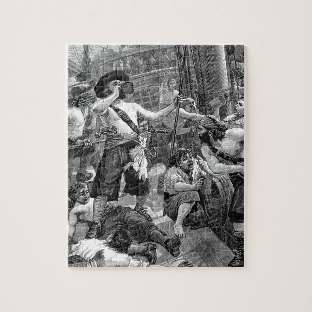 Puzzle Pirates d'époque se battant et buvant sur le navir (Vertical)
