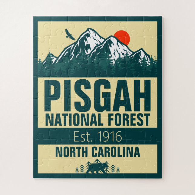 Puzzle Pisgah National Forest North Carolina - Retro (Vertical)