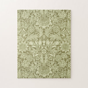 Puzzle Pissenlit de William Morris Damassé Vintage Olive
