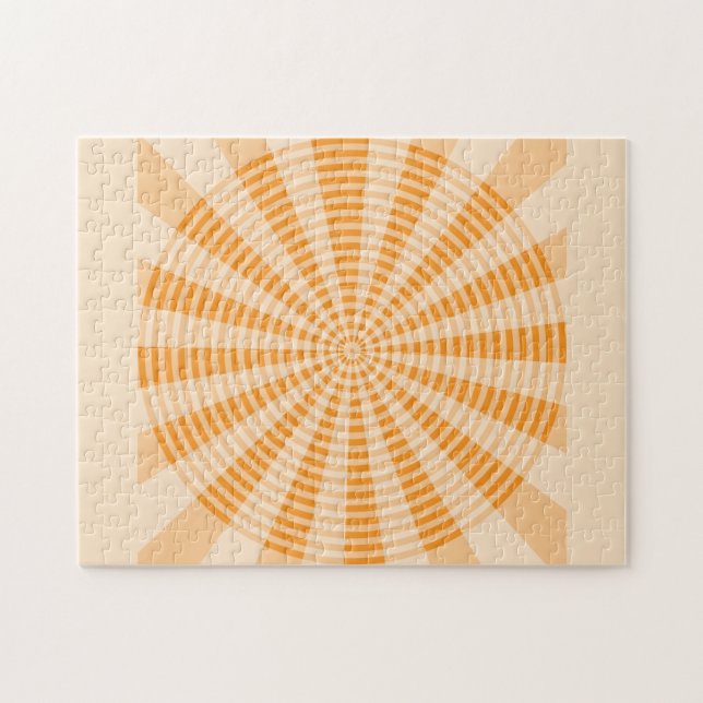 Puzzle Pissenlit, Spirale Orange, Art Abstrait Bohème (Horizontal)