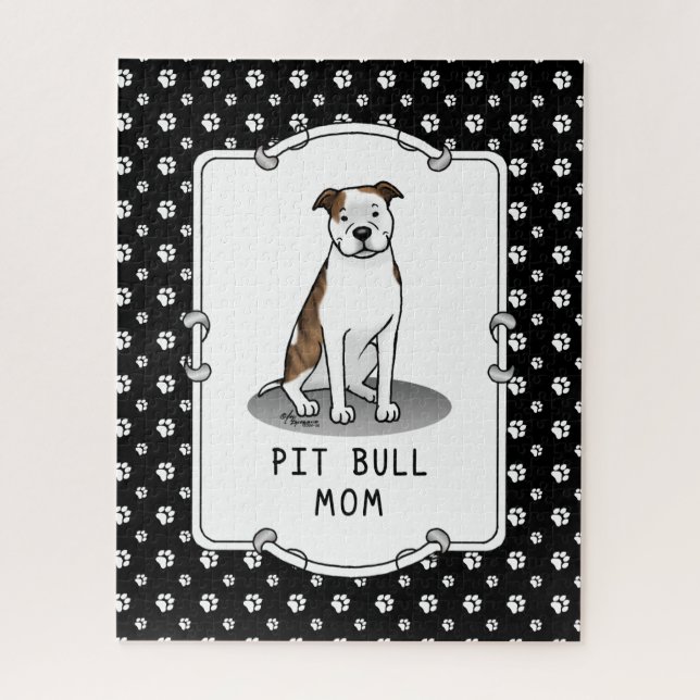 Puzzle Pit Bull Mom (lt brindle white 3) (Vertical)