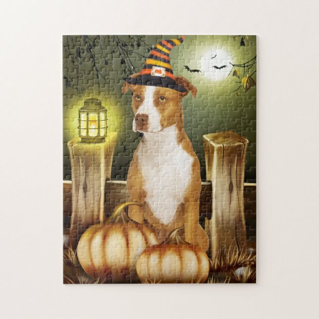 Puzzle Pitbull Chien avec Casquette sorcier (Vertical)