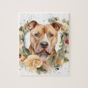 Puzzle Pitbull Christmas Wreath Festive Pup
