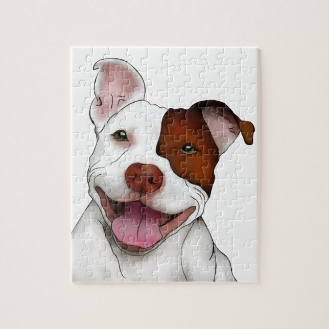 Puzzle Pitbull de sourire heureux (Vertical)