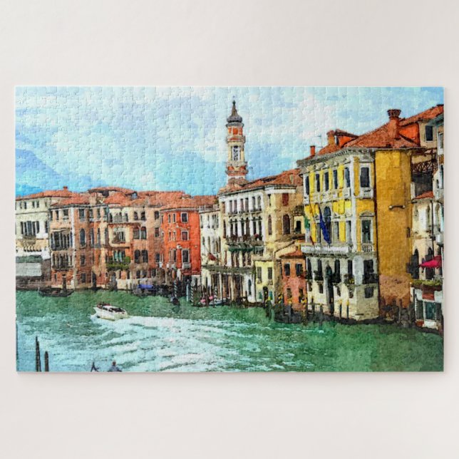 Puzzle Pittoresque coloré Canal de Venise Grande Aquarell (Horizontal)