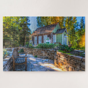 Puzzle Pittoresque rustique Cottage Jardin Banc Bois