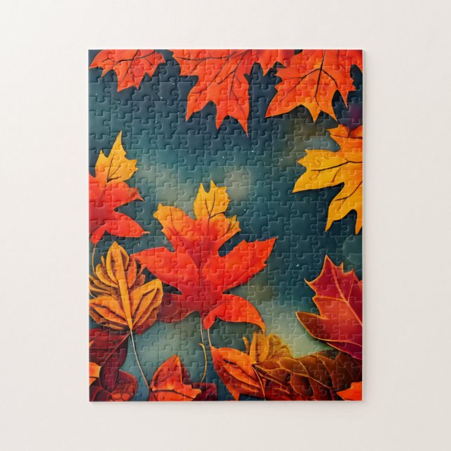 Puzzle Pittoresque Rustique Feuille d'érable d'automne (Vertical)