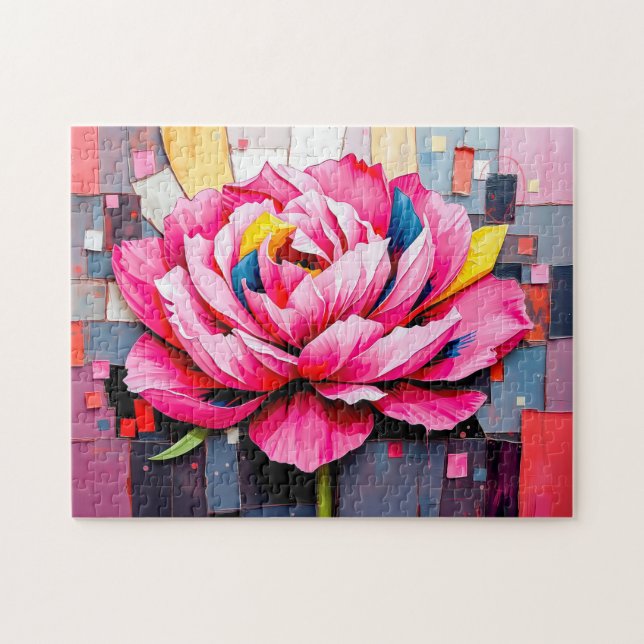 Puzzle Pivoine délicate dans un style abstrait moderne (Horizontal)