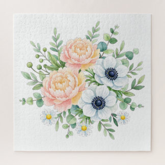 Puzzle Pivoine et fleur d'anémone florale élégante à l'aq