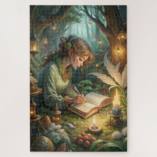 Puzzle Pixie Girl Writing (Vertical)