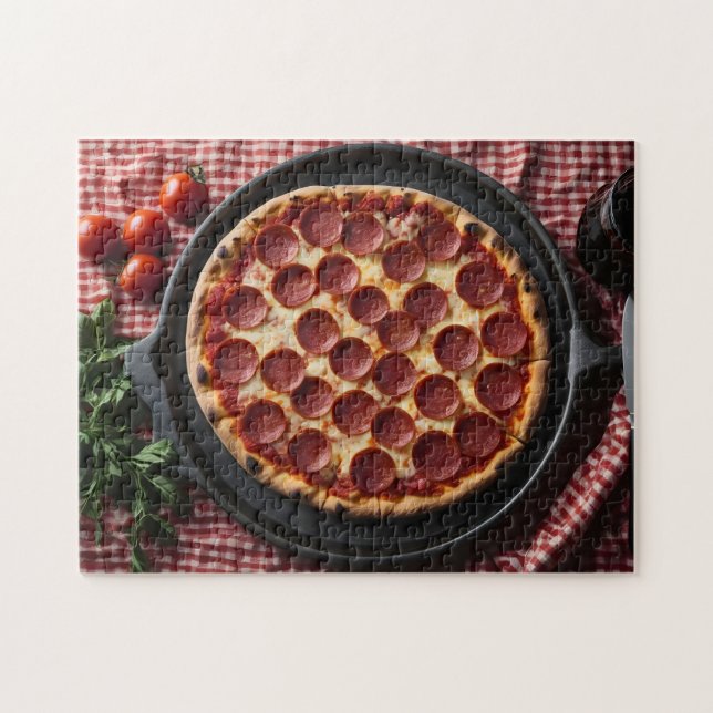 Puzzle Pizza dans la casserole sur la table (Horizontal)
