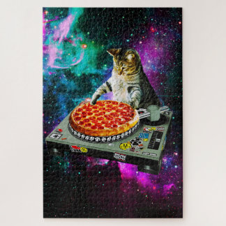 Puzzle Pizza de chat du DJ de l'espace