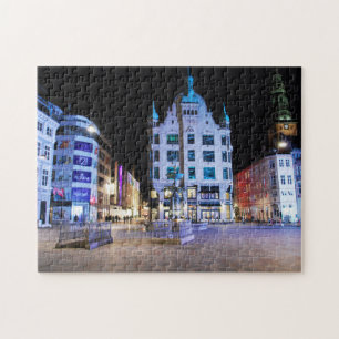 Puzzle Place de l'Hôtel de Ville de Copenhague la nuit