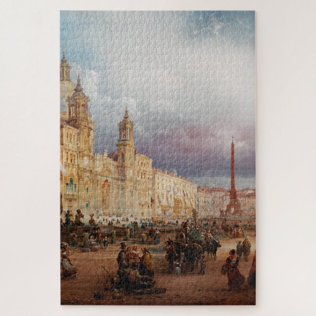 Puzzle Place Navona Marché à Rome Années 1850 Art (Vertical)