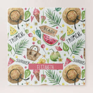 Puzzle Plage colorée Fille Relax