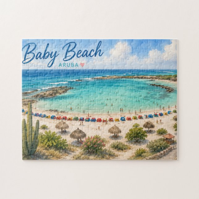 Puzzle Plage de bébé Aruba Voyage souvenir des Caraïbes (Horizontal)