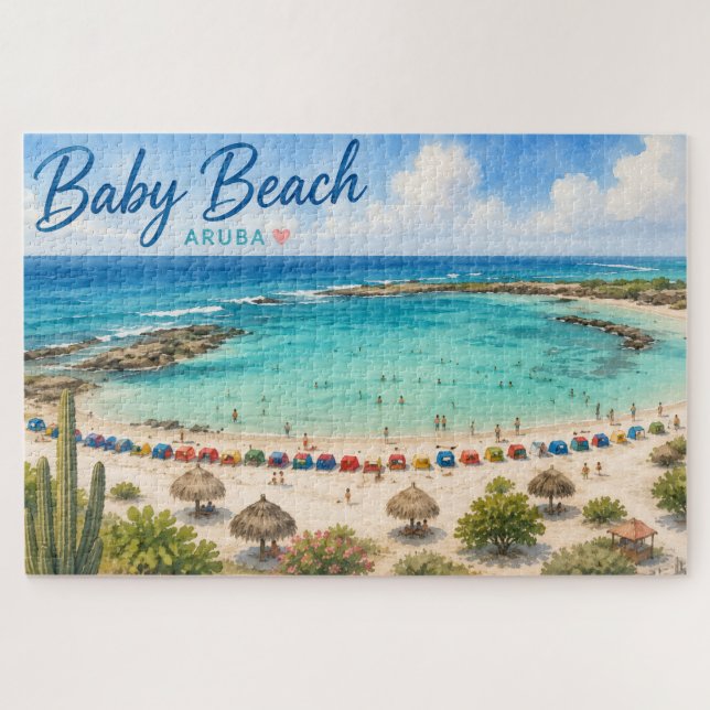 Puzzle Plage de bébé Aruba Voyage souvenir des Caraïbes (Horizontal)