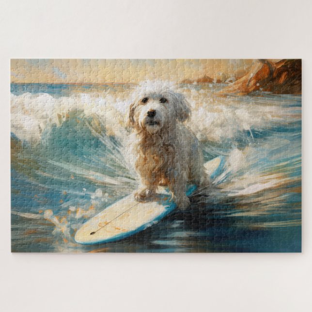 Puzzle Plage de Coton De Tulear Peinture de surf (Horizontal)